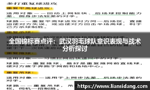 全国锦标赛点评：武汉羽毛球队意识表现与战术分析探讨