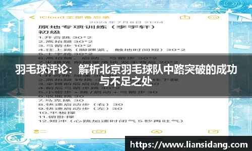 羽毛球评论：解析北京羽毛球队中路突破的成功与不足之处