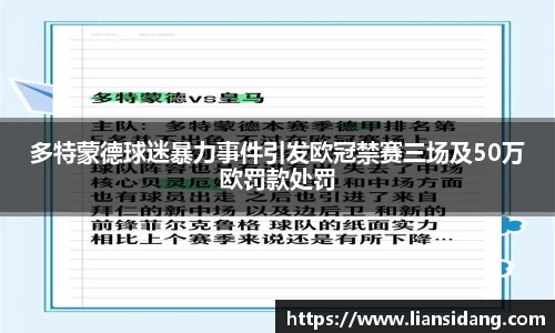 多特蒙德球迷暴力事件引发欧冠禁赛三场及50万欧罚款处罚
